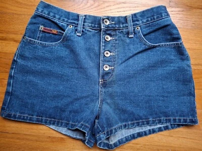 Vintage No Excuses Womens Jean Shorts Size 11/12 highrise button down denim - Image 1 of 4