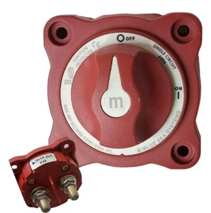 Blue Sea Systems 6006 m-Series Battery Switch ON/OFF with Knob, Red - Picture 1 of 8