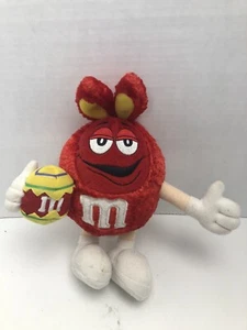  GALERIE M&M Candies Red Easter Bunny Rabbit & Ears 8" plush holding Easter Egg - Picture 1 of 5