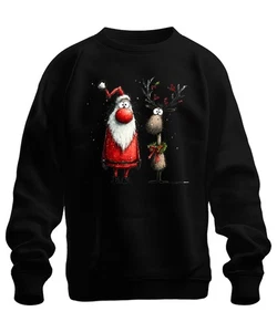 Weihnachtsmann Rentier Lustig Aquarell Weihnachten Geschenk Unisex Sweatshirt Pu - Bild 1 von 25