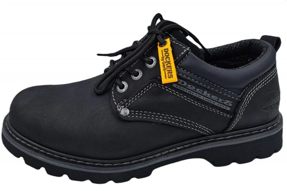 Dockers Leder HALBSCHUHE Herren SCHUHE 23da005-400100 (schwarz) EUR 43