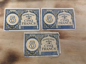 (3) Banque d'État du Maroc 5 Francs Banknote 1943 Marokko - Bild 1 von 2