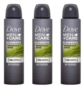 3 X Dove Men+Care Elements Minerals+Sage Anti-Perspirant 150mL Deodorant Spray - Picture 1 of 2