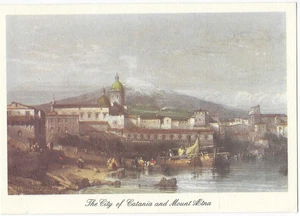 City of Catania and Mount Etna Postcard Painting - Picture 1 of 2