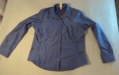 Camisa a Presión Duluth Trading Co Azul Exterior Coolplus Mangas con Pestaña Ventilada Talla Grande Foto 1 de 4