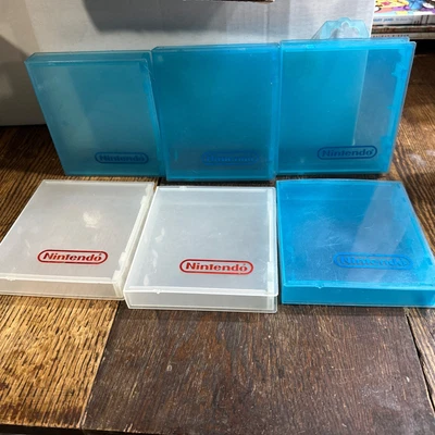 Lot Of 6 Vintage Nintendo NES Clamshell Case  Blue Clear Logo Storage Protector - Image 1 of 3