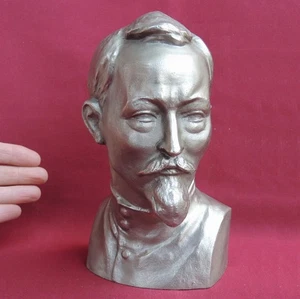 Old Big USSR DZERZHINSKY Bust VTChK KGB Soviet CAST Pewter Vintage STATUE Signed - Picture 1 of 8