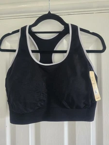 Truekind Seamless Racerback Sports Bra Black With White Trim. Size Xl - Picture 1 of 7