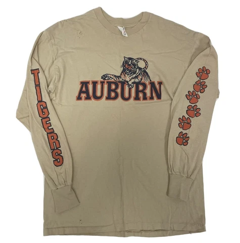 Vtg 80's NCAA Auburn University AU TIGERS Ultra Soft Long Sleeve College T Shirt Cover