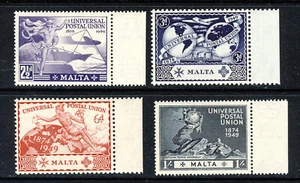 MALTA King George VI 1949 The U.P.U. 75th. Anniversary Set SG 251 to SG 254 MNH - Picture 1 of 2