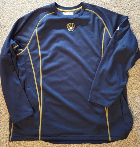 MILWAUKEE BREWERS MLB THERMABASE TEAM ISSUE PERFORMANCE SWEATSHIRT SIZE XL RARE Cover