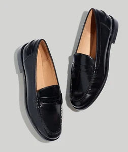 Women's Madewell Penny Loafer In Leather True Black Size 10 New Retail $148 - Picture 1 of 10