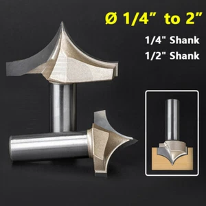 1/4" 1/2" Shank Carbide-Tipped Point Cutting Roundover Router Bit Engraving Wood - Picture 1 of 35