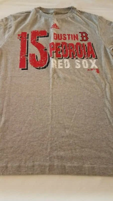 Boston Red Sox Dustin Pedroia #15 Tshirt VTG Youth Gray adidas XLARGE 18/20 NWT - Image 1 of 4
