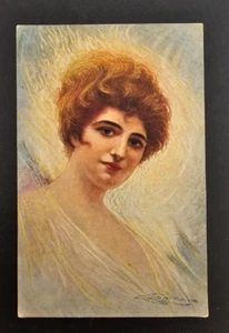 Antica Cartolina Viaggiata Ritratto di Donna con Capelli Rossi Anno 1917 - Imagen 1 de 2