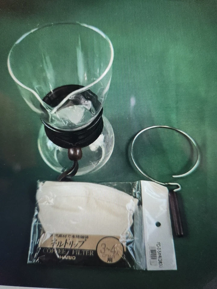 Cafetera de goteo 6 tazas filtro de franela vidrio collar de madera - NUEVA EN CAJA Foto 1 de 4