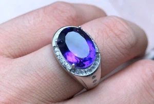 5 Carat Oval Cut Purple Amethyst Ring Sterling Silver 925 Handmade Women Ring - Picture 1 of 5