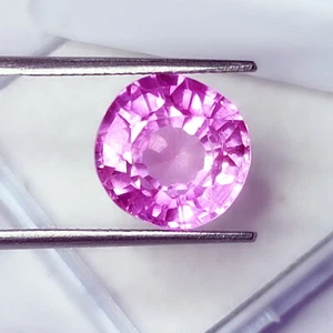 Natural Pink Sapphire 7.72 Ct Loose Gemstone Certified Sapphire Round Cut Gems - Picture 1 of 8