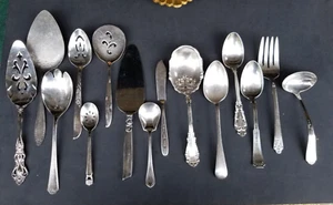 Plato de plata para servir piezas x15 juego de cucharas sin coincidir todos los diferentes tenedor pastel - Imagen 1 de 8