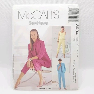 McCall's 3094 Misses' Jacket Pants And Tank Top Sewing Pattern Size 10-14 Uncut - Image 1 of 4
