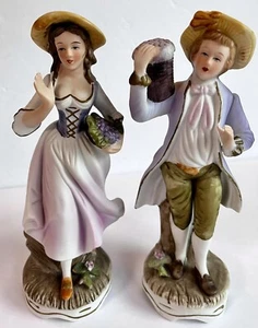 Capodimonte Marked Figurines Porcelain Pair - Boy & Girl Gathering Grapes Italy - Picture 1 of 8