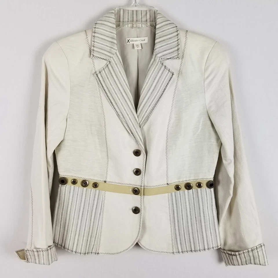 Coldwater Creek хлопок и лен бежевый и коричневый блейзер размер 4 - Изображение 1 из 1