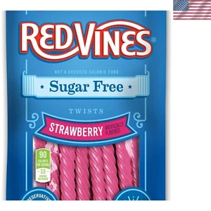 Köstliche zuckerfreie Süßigkeiten mit Erdbeergeschmack Twists, weich & zäh - Großpackung - Bild 1 von 4