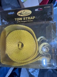 K TOOL TOW STRAP WITH FORGED HOOKS KTI73803 2" x 25' 10,000 lb. Capacity - Picture 1 of 2