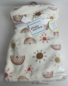 Nueva con etiquetas Manta de Peluche Súper Suave Blanco Beige Marrón Rojo Arco Iris Sol Baby Starters - Imagen 1 de 7