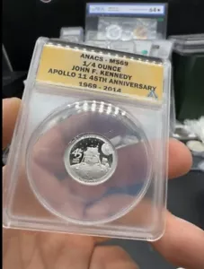 1969 Apollo 11 45th Anniversary Platinum Commemorative ANACS Graded MS69 JFK - Bild 1 von 15