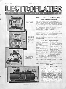 Pubblicità 1917 Black & Decker Mfg Co Baltimore MD Lectroflater pompe ad aria - Foto 1 di 1