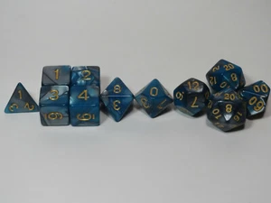 NEW D&D RPG Dice Set of 11 - Meteorite Aqua Silver - Picture 1 of 5
