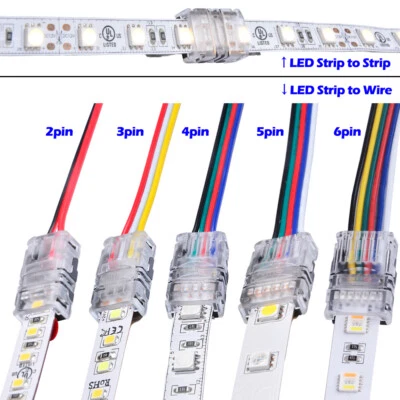 5pcs 2pin 3pin 4pin 5pin 6pin LED Strip RGB RGBW Wire Connection Terminal Splice - Image 1 of 4