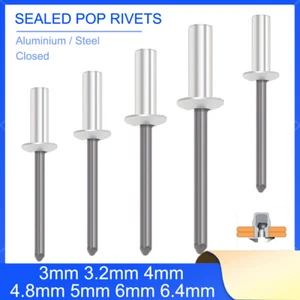 SEALED POP RIVETS CLOSED DOME HEAD BLIND SEALING ALUMINIUM / STEEL 3mm - 6.4mm - Picture 1 of 58