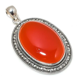 Colgante de joyería protectora de plata de ley 925 hecho a mano con piedras preciosas de cornalina - Imagen 1 de 6