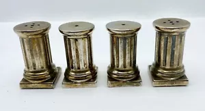 Vintage Silver Plated Column Salt and Pepper Shakers 4 Piece - Picture 1 of 4