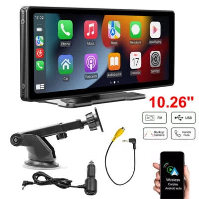 10.26 Inch 4K Touch Screen Car Bluetooth FM Wireless Apple CarPlay Android Auto - Image 1 of 4