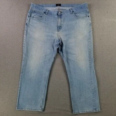 Pantalones de mezclilla Saddlebred grandes y altos 48x30 calce clásico azules lavado claro desteñido roto Foto 1 de 4