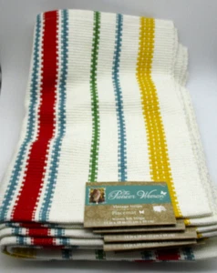 6er Set Pionierin Damen Vintage Streifen Tischsets 14 x 19 gewebte Rippstreifen NEU - Bild 1 von 5