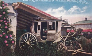 prima Stage Coach in California cartolina d'epoca / Ramona's San Diego - Foto 1 di 2