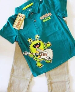Kids Headquarters 2 Pcs Outfit Set 3T Toddler Boys Cotton Polo Shirt & Pants NWT - Picture 1 of 11