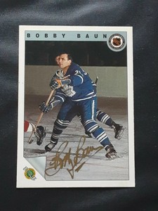 BOBBY BOB BAUN TORONTO MAPLE LEAFS LEGEND AUTOGRAPHED SIGNED HOCKEY CARD B
