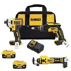 DEWALT DCK302P2 20V MAX XR Li-Ion Cordless 3-Tool Drywall Combo Kit (2) 5 Ah New - Picture 1 of 1