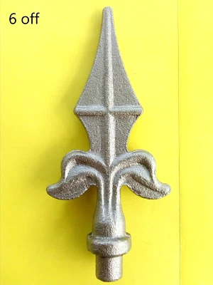 6 Metal Weldable Rail Heads Wrought Iron Gates Railings Fence Tops Spike Spears - Image 1 of 4