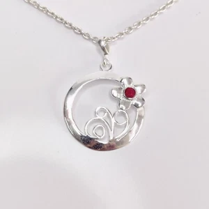 Ruby Gemstone 925 Sterling Silver Flower valentine day gift pendant for her - Picture 1 of 4