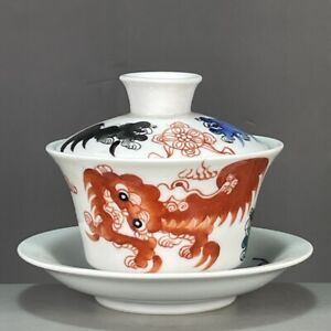 China Qing Dynasty Guangxu Reign Porcelain lid Bowl Taishi Shaobao Sancai Design