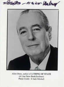 1960 Pulitzer Prize - American Novelist ALLEN DRURY Hand Signed Photo 5x7 - Picture 1 of 1