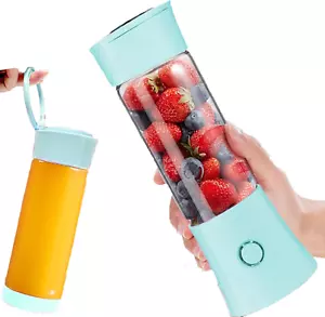Portable Blender 16Oz USB Rechargeable 6-Blade 4000mAh for Smoothies - Blue - Picture 1 of 8