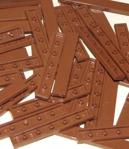 LEGO 50 PIECES REDDISH BROWN TILES 1X6 FLAT SMOOTH SURFACE BUILDING PARTS  #6636 - Picture 1 of 1