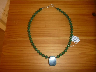 Smaragd/Saphir/Azurit-Malachit-Kette, dunkelgrün und dunkelblau-silber - Bild 1 von 3